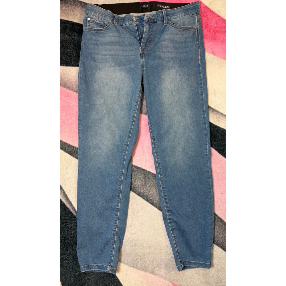Curve Appeal Comfort Waist High Rise Skinny Jeans Blue Denim Womens 12/31
